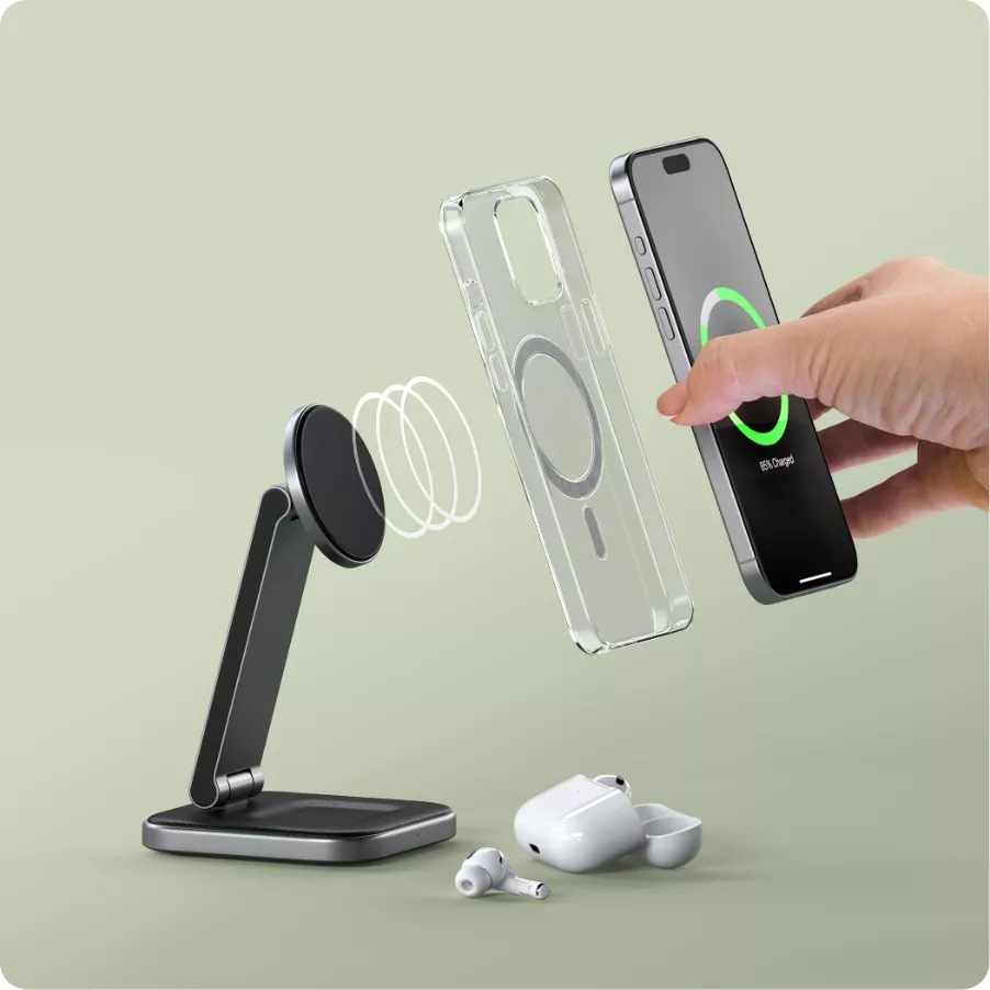 Satechi Foldable Qi2 Wireless Charging Stand: Docking Charger Perangkat Apple dengan Desain Lipat dan Teknologi QI2 25 Satechi Foldable Qi2 Wireless Charging Stand 3